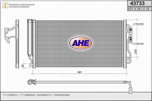 AHE 43733 - Конденсатор кондиционера abcparts.ee