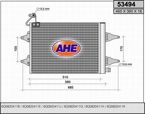AHE 53494 - Конденсатор кондиционера abcparts.ee
