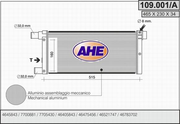 AHE 109.001/A - Радиатор, охлаждение двигателя abcparts.ee