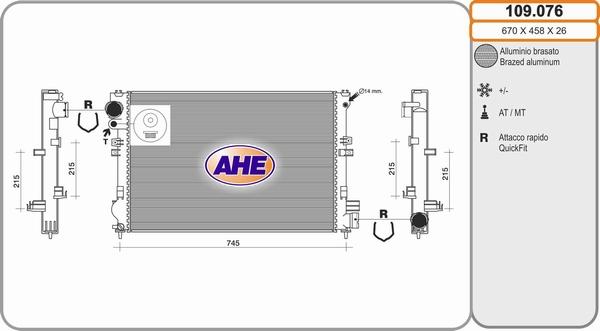 AHE 109.076 - Радиатор, охлаждение двигателя abcparts.ee