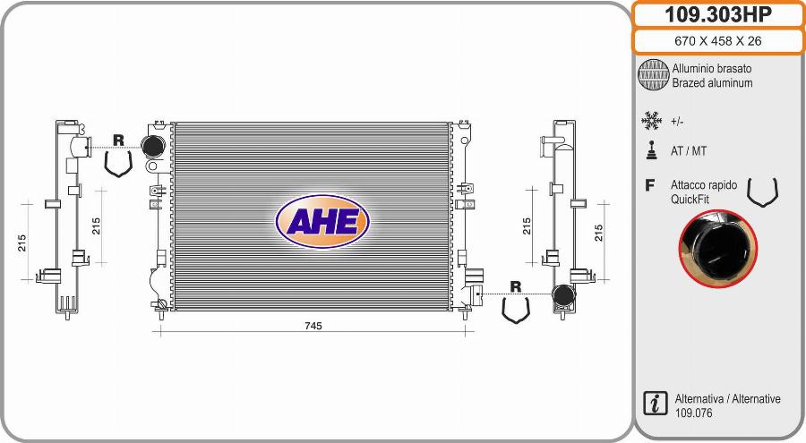 AHE 109.303HP - Радиатор, охлаждение двигателя abcparts.ee