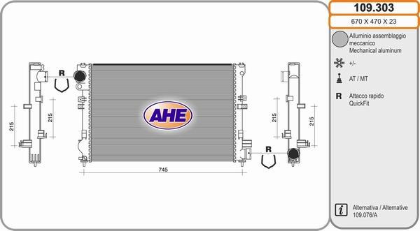 AHE 109.303 - Радиатор, охлаждение двигателя abcparts.ee