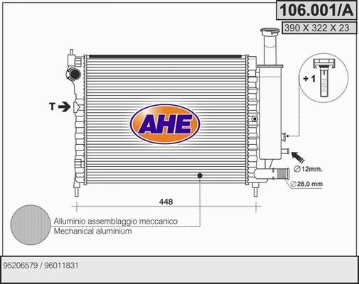AHE 106.001/A - Радиатор, охлаждение двигателя abcparts.ee