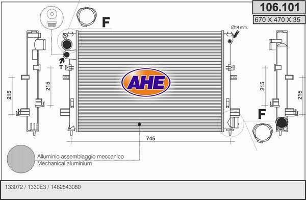 AHE 106.101 - Радиатор, охлаждение двигателя abcparts.ee