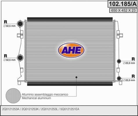 AHE 102.185/A - Радиатор, охлаждение двигателя abcparts.ee