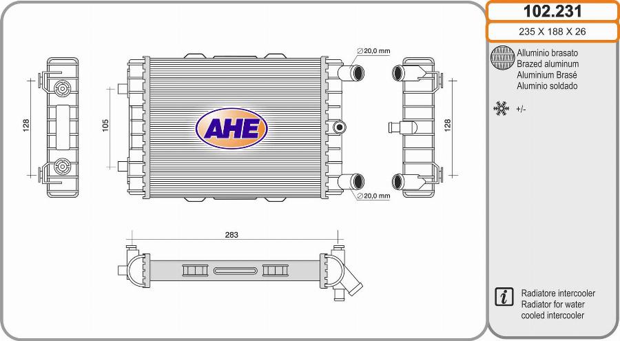 AHE 102.231 - Радиатор, охлаждение двигателя abcparts.ee