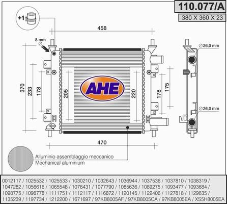 AHE 110.077/A - Радиатор, охлаждение двигателя abcparts.ee