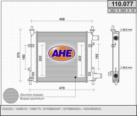 AHE 110.077 - Радиатор, охлаждение двигателя abcparts.ee