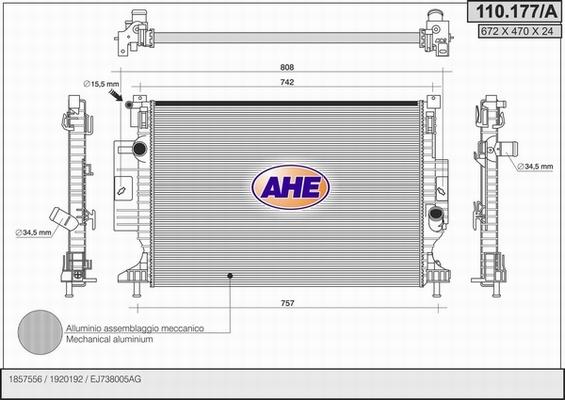 AHE 110.177/A - Радиатор, охлаждение двигателя abcparts.ee
