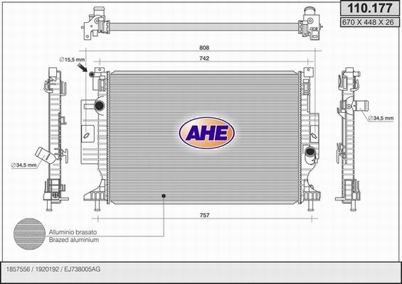 AHE 110.177 - Радиатор, охлаждение двигателя abcparts.ee