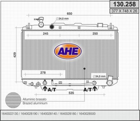 AHE 130.258 - Радиатор, охлаждение двигателя abcparts.ee