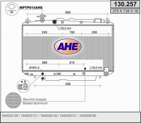 AHE 130.257 - Радиатор, охлаждение двигателя abcparts.ee