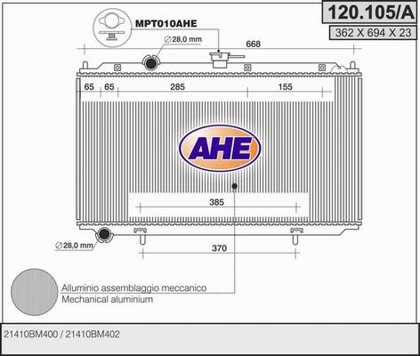 AHE 120.105/A - Радиатор, охлаждение двигателя abcparts.ee