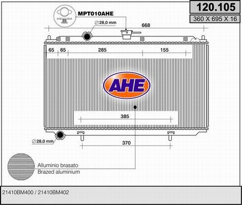 AHE 120.105 - Радиатор, охлаждение двигателя abcparts.ee
