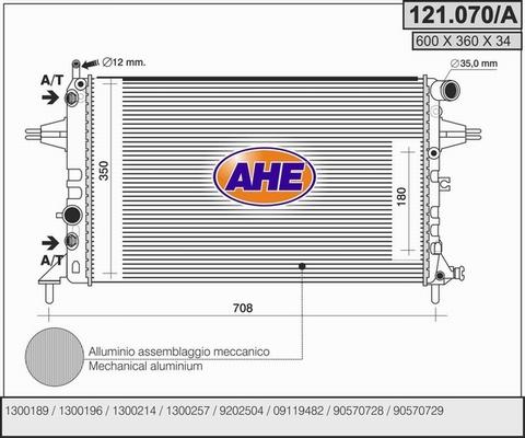 AHE 121.070/A - Радиатор, охлаждение двигателя abcparts.ee