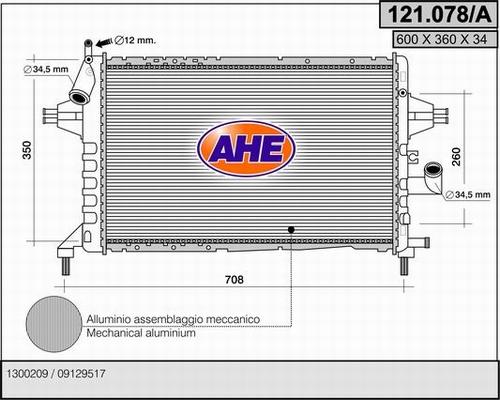 AHE 121.078/A - Радиатор, охлаждение двигателя abcparts.ee