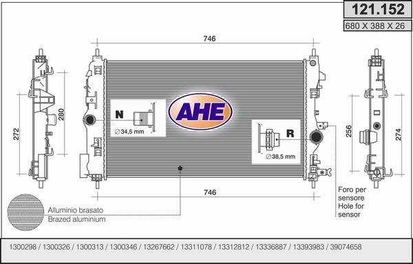 AHE 121.152 - Радиатор, охлаждение двигателя abcparts.ee