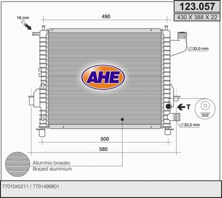 AHE 123.057 - Радиатор, охлаждение двигателя abcparts.ee