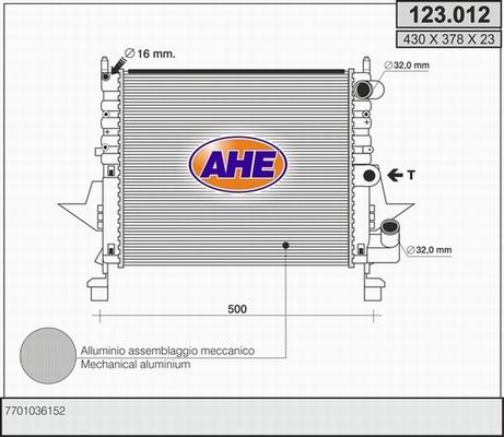 AHE 123.012 - Радиатор, охлаждение двигателя abcparts.ee