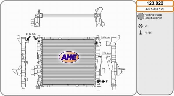 AHE 123.022 - Радиатор, охлаждение двигателя abcparts.ee