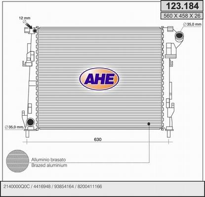 AHE 123.184 - Radiaator,mootorijahutus abcparts.ee