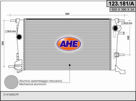 AHE 123.181/A - Радиатор, охлаждение двигателя abcparts.ee