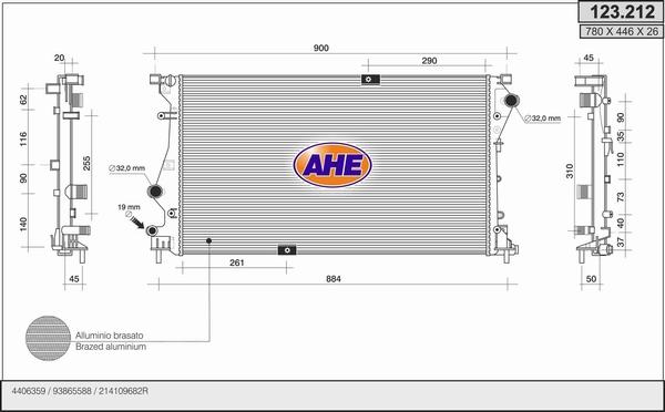 AHE 123.212 - Radiaator,mootorijahutus abcparts.ee