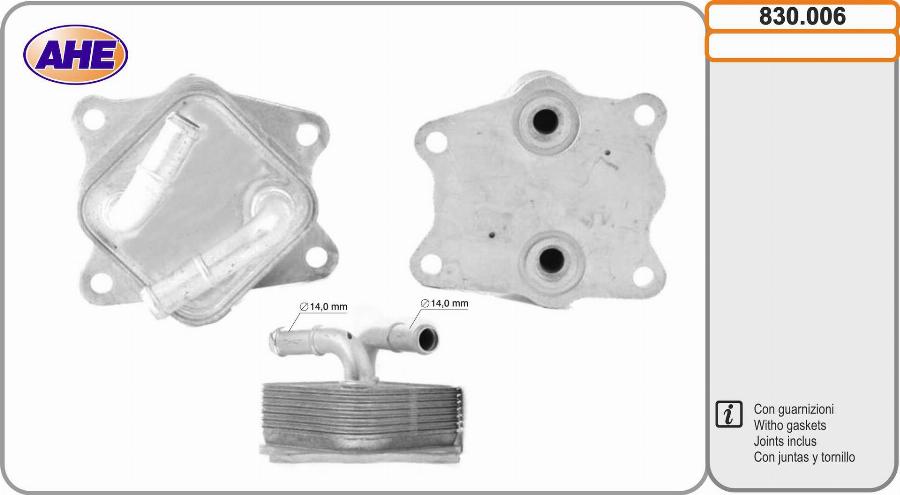 AHE 830.006 - Масляный радиатор, двигательное масло abcparts.ee