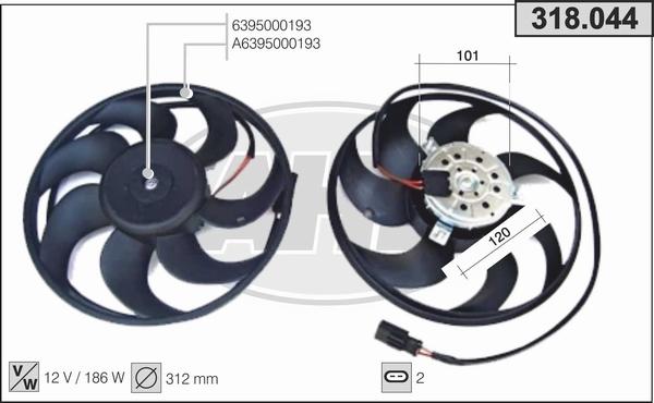 AHE 318.044 - Вентилятор, охлаждение двигателя abcparts.ee