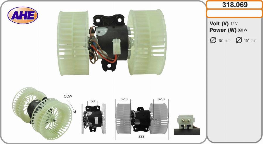 AHE 318.069 - Вентилятор салона abcparts.ee