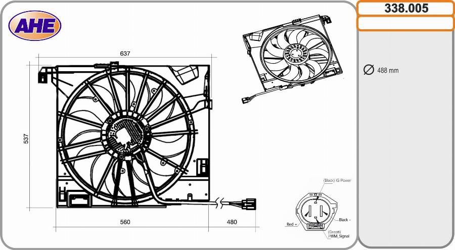 AHE 338.005 - Вентилятор, охлаждение двигателя abcparts.ee