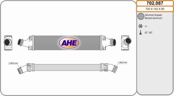 AHE 702.087 - Интеркулер, теплообменник турбины abcparts.ee