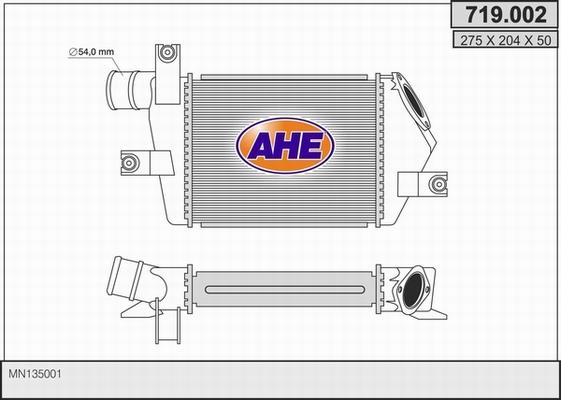 AHE 719.002 - Интеркулер, теплообменник турбины abcparts.ee