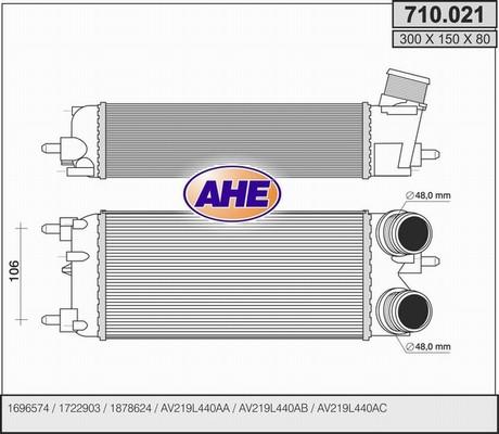 AHE 710.021 - Интеркулер, теплообменник турбины abcparts.ee