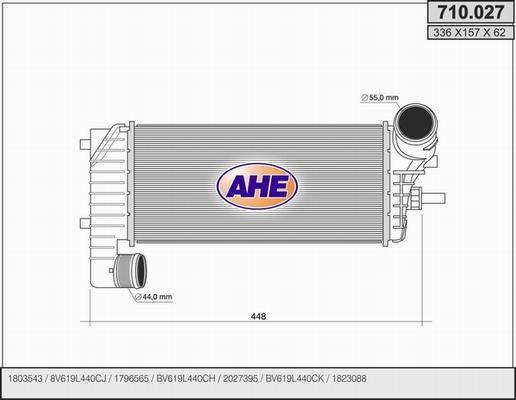AHE 710.027 - Интеркулер, теплообменник турбины abcparts.ee