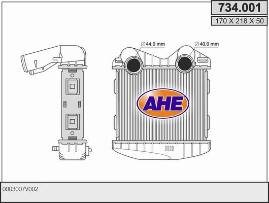 AHE 734.001 - Интеркулер, теплообменник турбины abcparts.ee