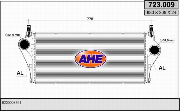 AHE 723.009 - Интеркулер, теплообменник турбины abcparts.ee