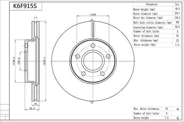 AISIN K6F915S - Тормозной диск abcparts.ee