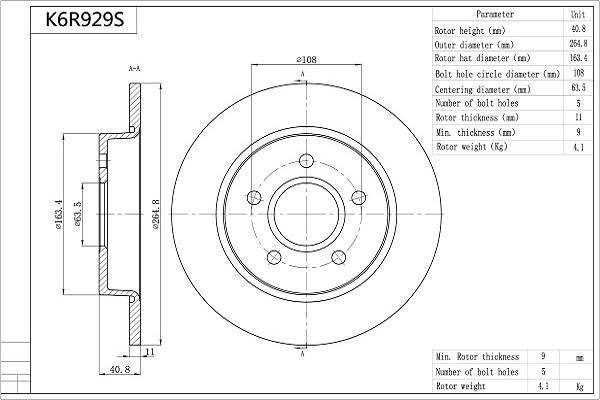 AISIN K6R929S - Тормозной диск abcparts.ee