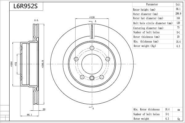 AISIN L6R952S - Тормозной диск abcparts.ee