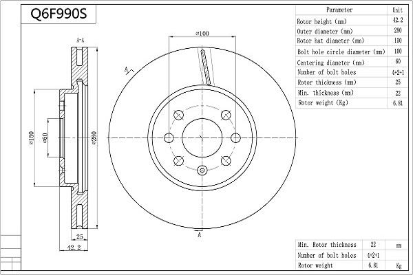 AISIN Q6F990S - Тормозной диск abcparts.ee