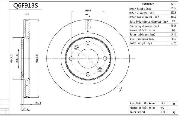 AISIN Q6F913S - Тормозной диск abcparts.ee