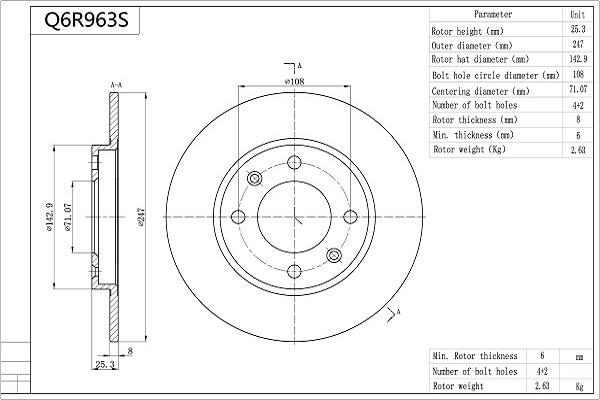 AISIN Q6R963S - Тормозной диск abcparts.ee