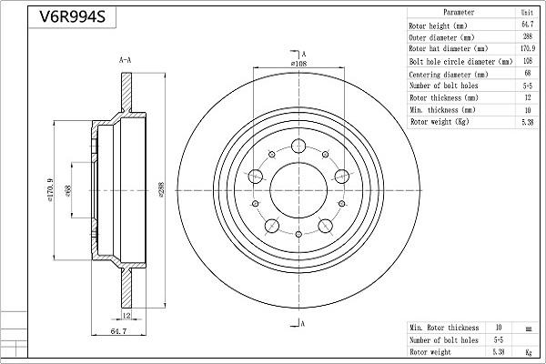 AISIN V6R994S - Тормозной диск abcparts.ee