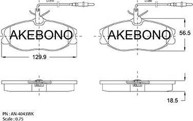 Akebono AN-4043WK - Тормозные колодки, дисковые, комплект abcparts.ee