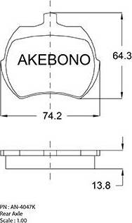 Akebono AN-4047K - Тормозные колодки, дисковые, комплект abcparts.ee