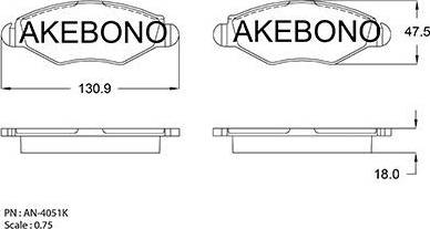 Akebono AN-4051K - Тормозные колодки, дисковые, комплект abcparts.ee