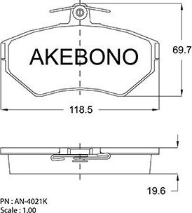 Akebono AN-4021K - Тормозные колодки, дисковые, комплект abcparts.ee