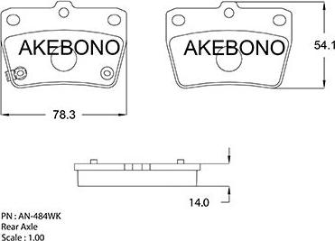 Akebono AN-484WK - Тормозные колодки, дисковые, комплект abcparts.ee