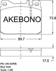 Akebono AN-4399K - Тормозные колодки, дисковые, комплект abcparts.ee